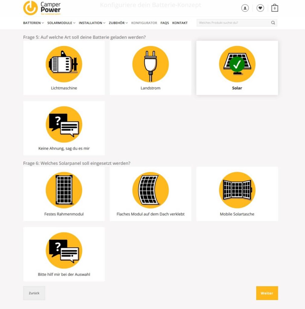 Batterie-Konfigurator von CamperPower. Einfache Strom-Installation für den Camper Selbstausbau